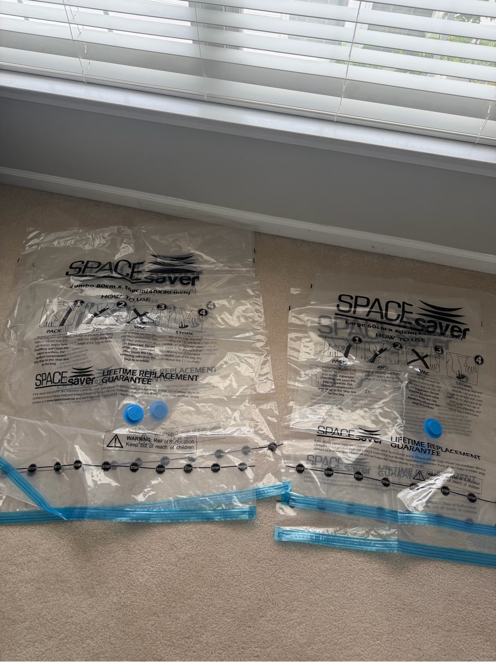 Clear Vacuum Storage Bags - Blue Seal (Set) Spacesaver 2 jumbo and 2 large